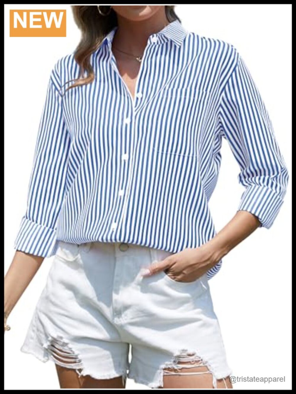 Womens Wrinkle-Resistant Striped Long Sleeve Button Down Shirt